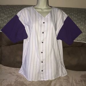 Badger sportswear size large white and purple Tee
